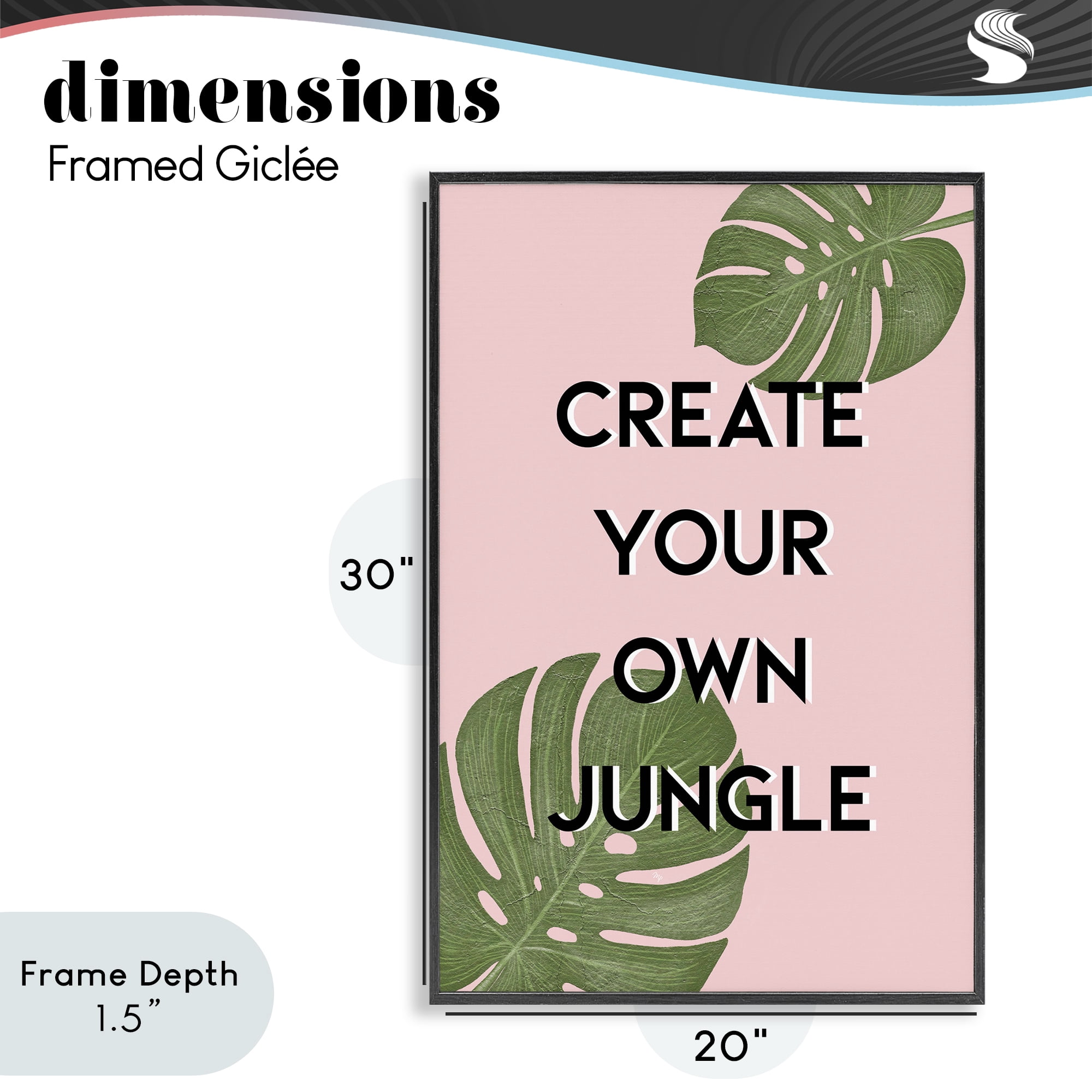 Stupell Industries Create Your Own Jungle Black Framed Giclee Art, design by Martina Pavlova