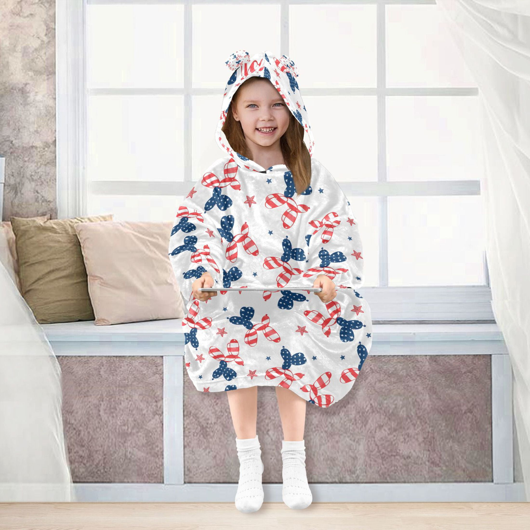 joogoo Blanket Hoodie for Balloon Dogs Oversize Sweatshirt 3-14 YR L