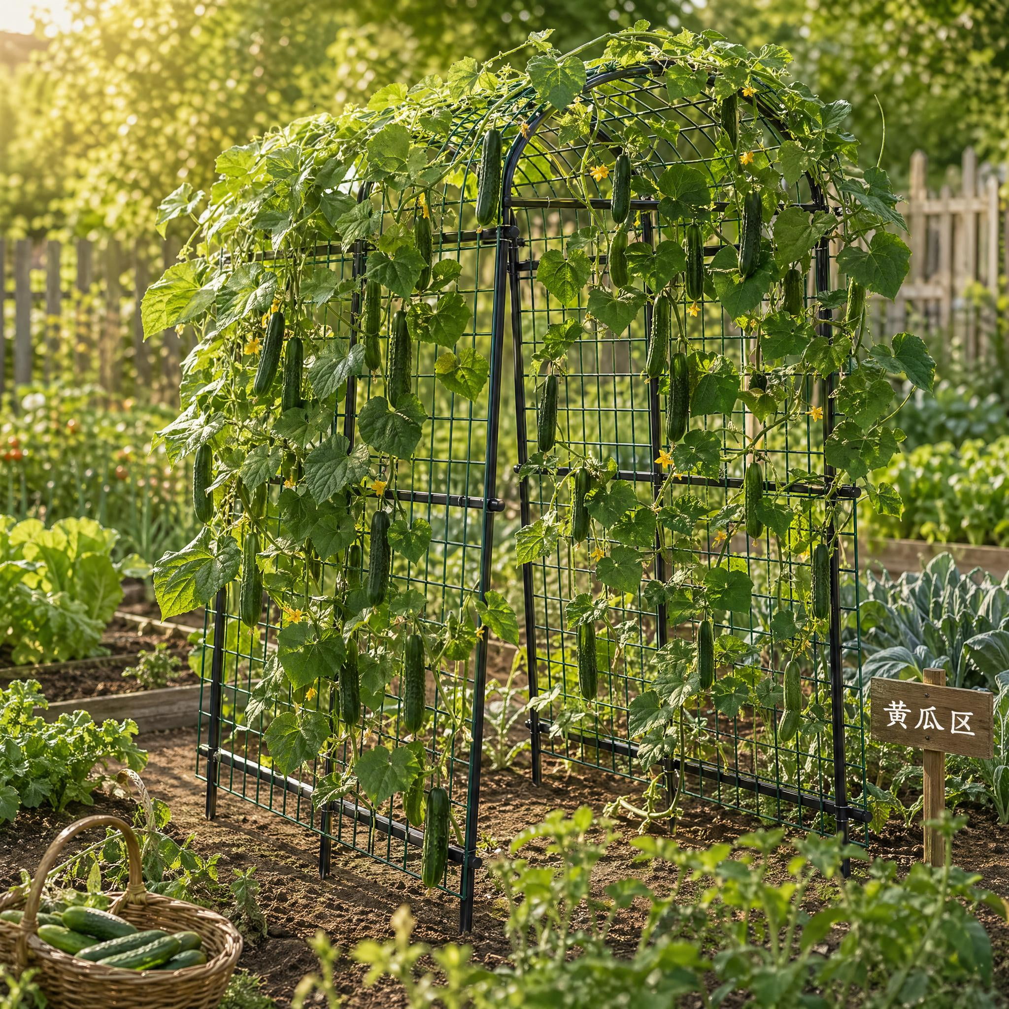 CazToi 7.5 Ft Heavy Duty Garden Arch Arbor, Walk-In Cucumber Trellis for Climbing Plants