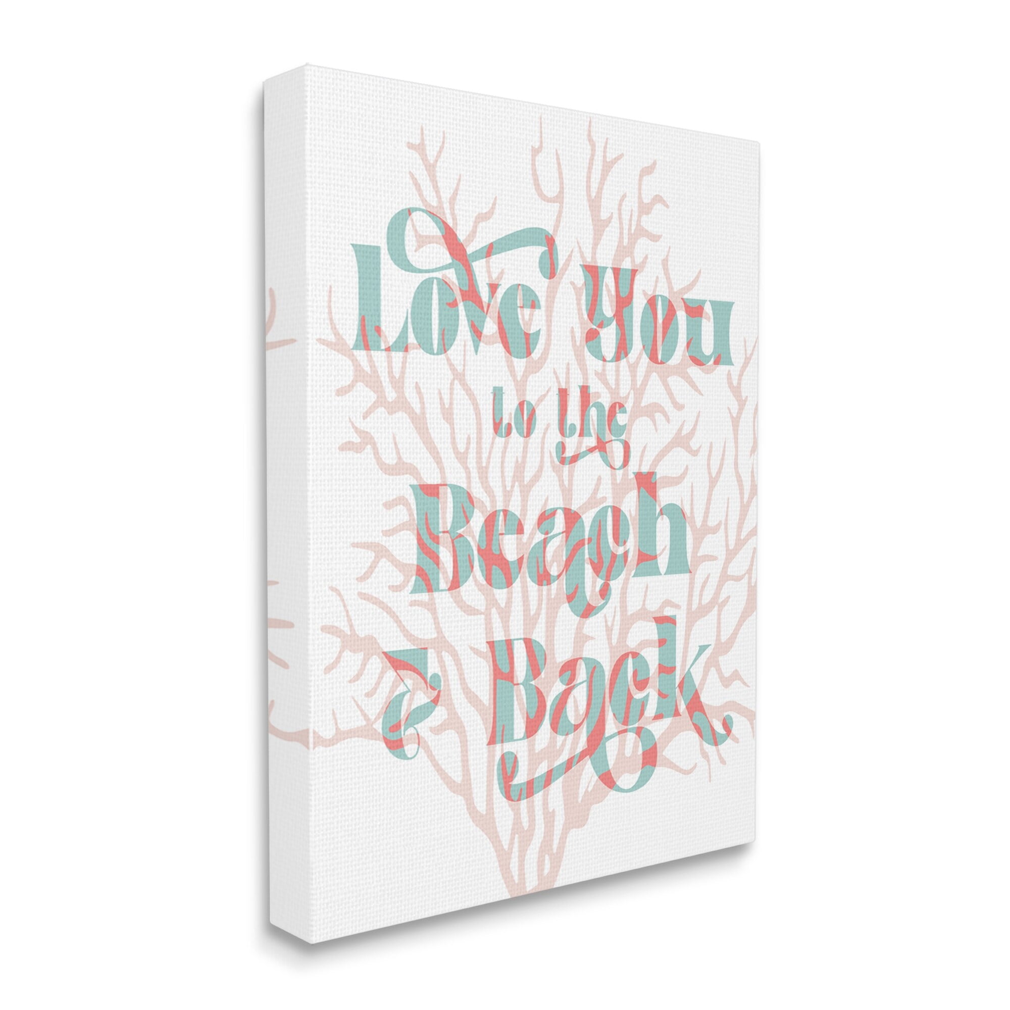 Stupell Industries Love You Beach Layered Coral Lettering Romance Graphic Art Gallery Wrapped Canvas Print Wall Art, Design by Daphne Polselli