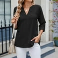 thumbnail image 6 of Women's Dressy Casual Blouses Roll Up 3/4 Sleeve V Neck Spring Tops Trendy Business Work Shirts Athletic Short Sleeve Tops for Women Pack of Long Sleeve T Shirt Women Womens Loose Tops Casual Blank, 6 of 8