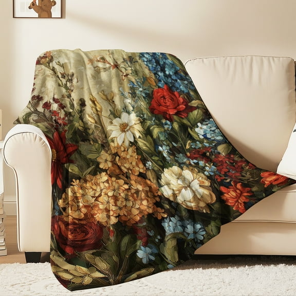 Spring Summer Flannel Throw Blanket 40x50 Inches Fleece Blanket Throw, Soft Lightweight Plush Cozy Blankets for Bed, Sofa, Couch, Travel, Camping