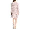 thumbnail image 4 of INSPIRE CHIC Women's V Neck Long Sleeves Cinched Waist Half Placket Floral Dress M Apricot, 4 of 6