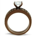 thumbnail image 3 of Luxe Jewelry Designs Set of 2 Women's Coffee Light IP Stainless Steel Wedding Rings with CZ Stones,, 3 of 4