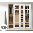 thumbnail image 3 of Sliding Closet Bypass Doors | Quadro 4522 White Silk with Clear Glass | Sturdy Rails Moldings Trims Hardware Set | Wood Solid Bedroom Wardrobe Doors -60" x 84" (2* 30x84)-Clear Glass, 3 of 6