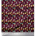 thumbnail image 1 of Soimoi Satin Silk Fabric Triangle,Pot & Cactus Tree Print Fabric by The Yard 42 Inch Wide, 1 of 1