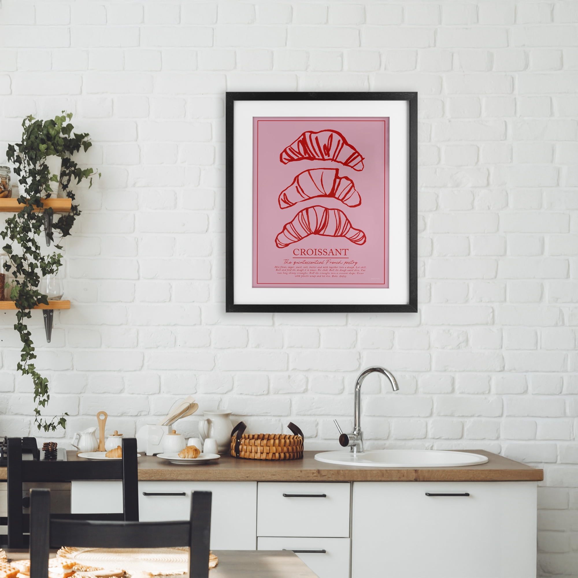 Stupell Industries Croissant Breakfast Pastry Black Framed Print Under Glass, design by Jenaya Jackson