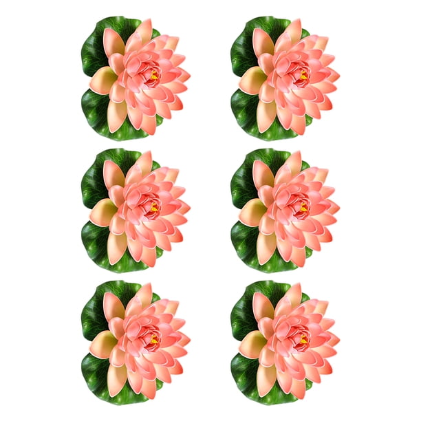 Bewildely Loto artificial no tóxico apto para mascotas de 6 piezas para decoración de estanque hipoalergénico, amplia aplicación Decoración Rosa