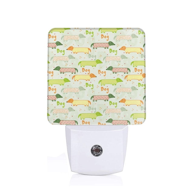 Fotbe Dachshund Dog Puppy Pattern Plug-in LED Backlit Night Light with Motion Sensor & Dusk to Dawn Sensor Energy Efficient Night Light, Bedroom Night Light-US