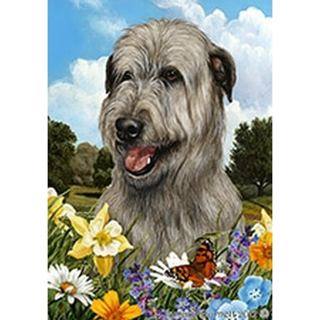Irish Wolfhound Grey - Best of Breed  Summer Flowers Garden