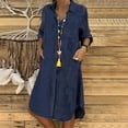 thumbnail image 1 of Vestido camisero con solapa para mujer vestido elegante de mezclilla desgastado vestido camisero de verano, 1 of 6