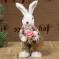 thumbnail image 2 of Easter Rabbit Bunny Statue Standing Crafts for Festival Desk Indoor Ornament Photo Props - 14x11x20cm, 2 of 8