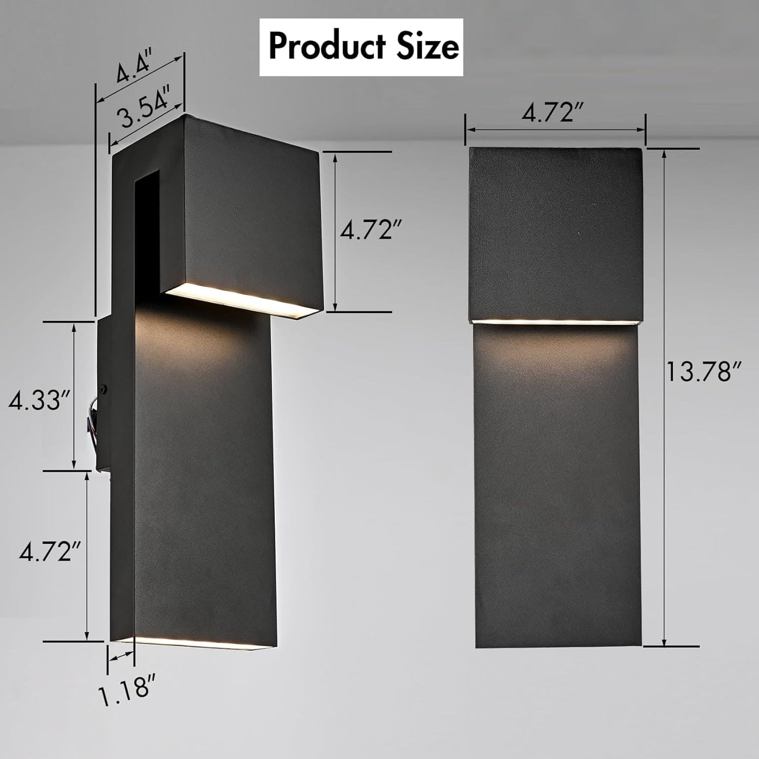 Claxy Modern Outdoor Wall Sconce Waterproof Matte Black Wall Light Exterior-LED Anti Rust Porch Lights Wall Lighting Outside Lights Fixture Warm Light for Garage,Balcony,Backyard