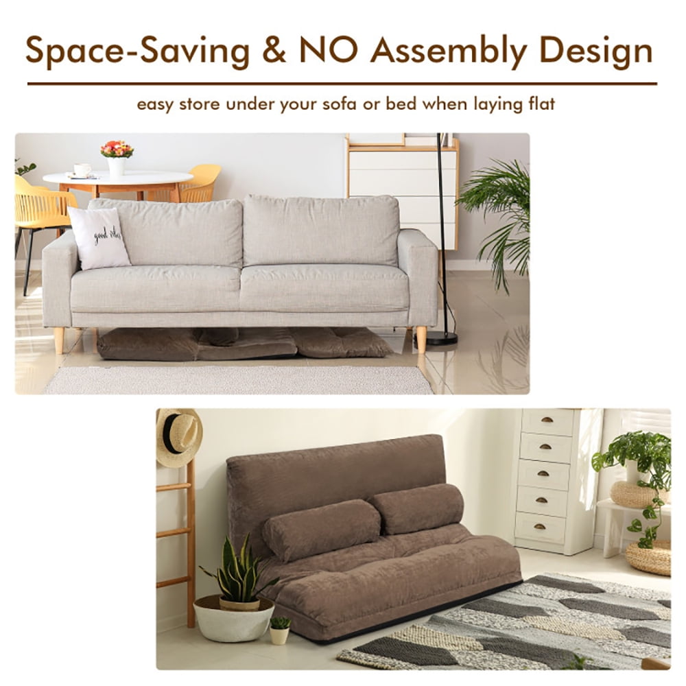 Finihen 6-Position Adjustable Floor Sofa Couch, Foldable Lazy Sofa Sleeper Bed, Multi-Functional Loveseat, Sleeper Lounge Couch with 2 Pillows, for Reading, Gaming, Coffee Finihen 6-Position Adjustable Floor Sofa Couch, Foldable Lazy Sofa Sleeper Bed, Multi-Functional Loveseat, Sleeper Lounge Couch with 2 Pillows, for Reading, Gaming, Coffee