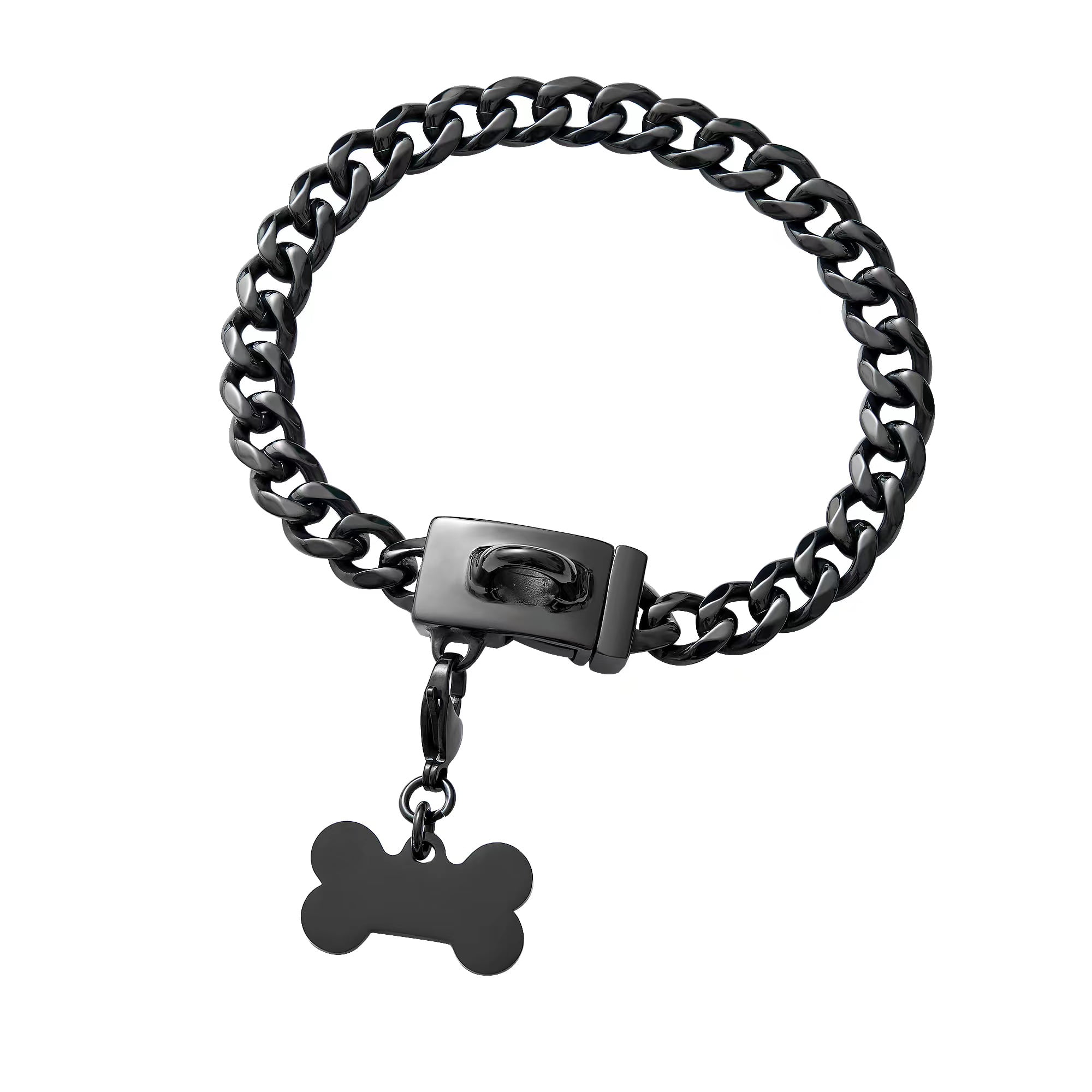 Black Dog Collar Metal Stainless Steel Chain For Large Dogs Heavy Duty