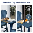 thumbnail image 4 of ZEKOO 3PCs Tall Adirondack Chairs, Weather Resistant HIPS Balcony Chairs with Connecting Tray and Umbrella Hole-Navy, 4 of 6