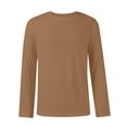 thumbnail image 6 of Domuza Mens Long Sleeve Tee Shirts Crew Neck Cotton Casual Basic Thermal Undershirt Soft Lightweight Stretch Regular Fit T Shirt Brown 2XL, 6 of 7