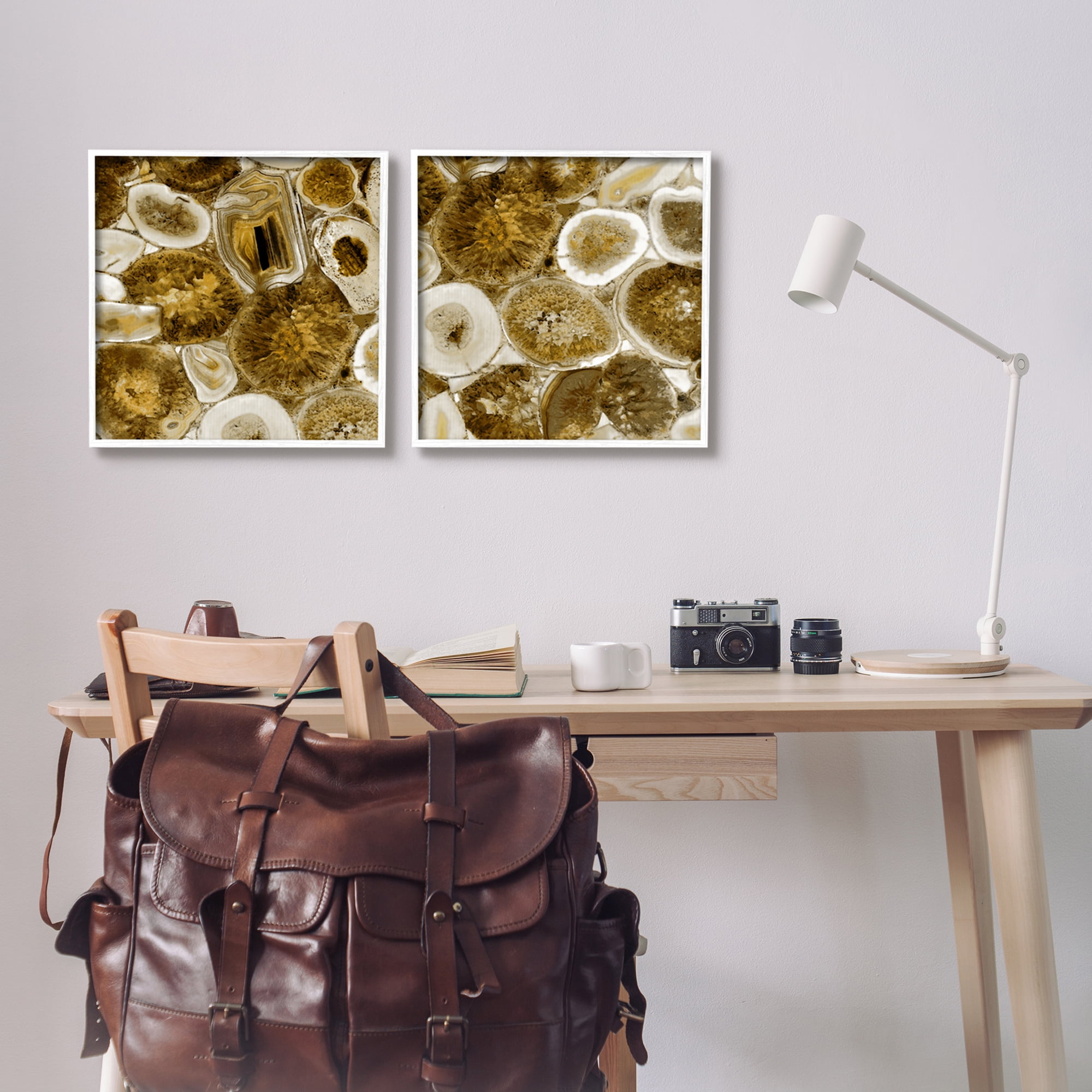 Stupell Abstract Geodes Mineral Nature Abstract Photography White Framed Art Print Wall Art, Set of 2