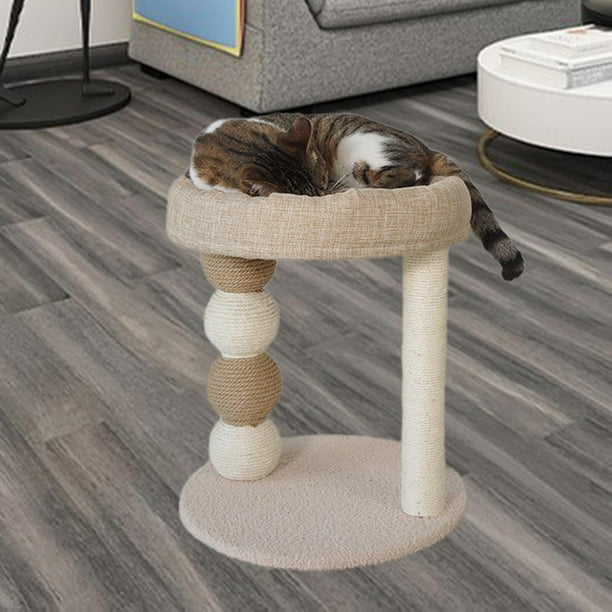 Poste rascador para gatos, Poste rascador de sisal para gatos, Árbol pequeño para gatos, Árbol de relajación para gatitos, Juego para gatos alfombrado marrón