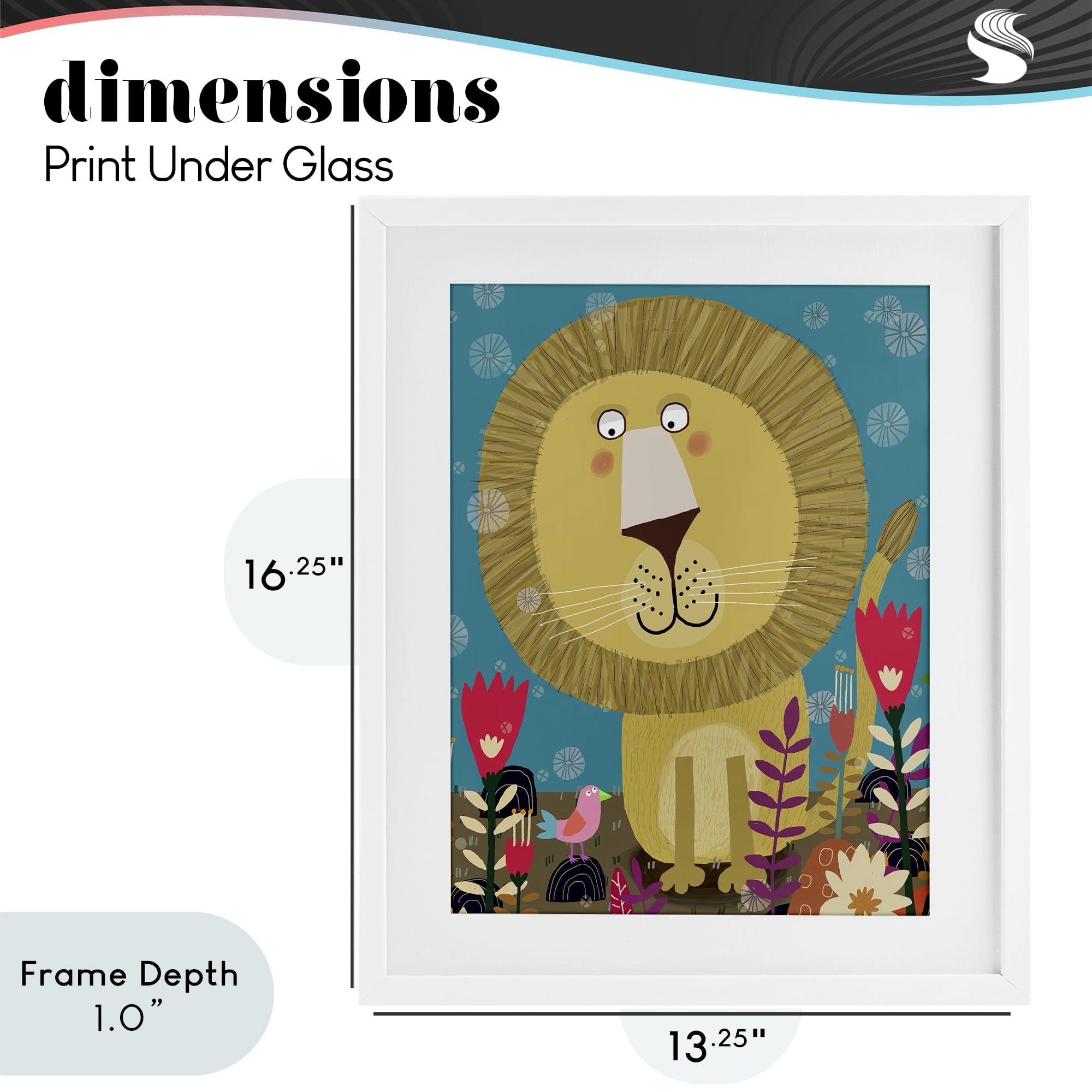 Stupell Industries Boho Lion & Flowers White Framed Print Under Glass, design by Carla Daly