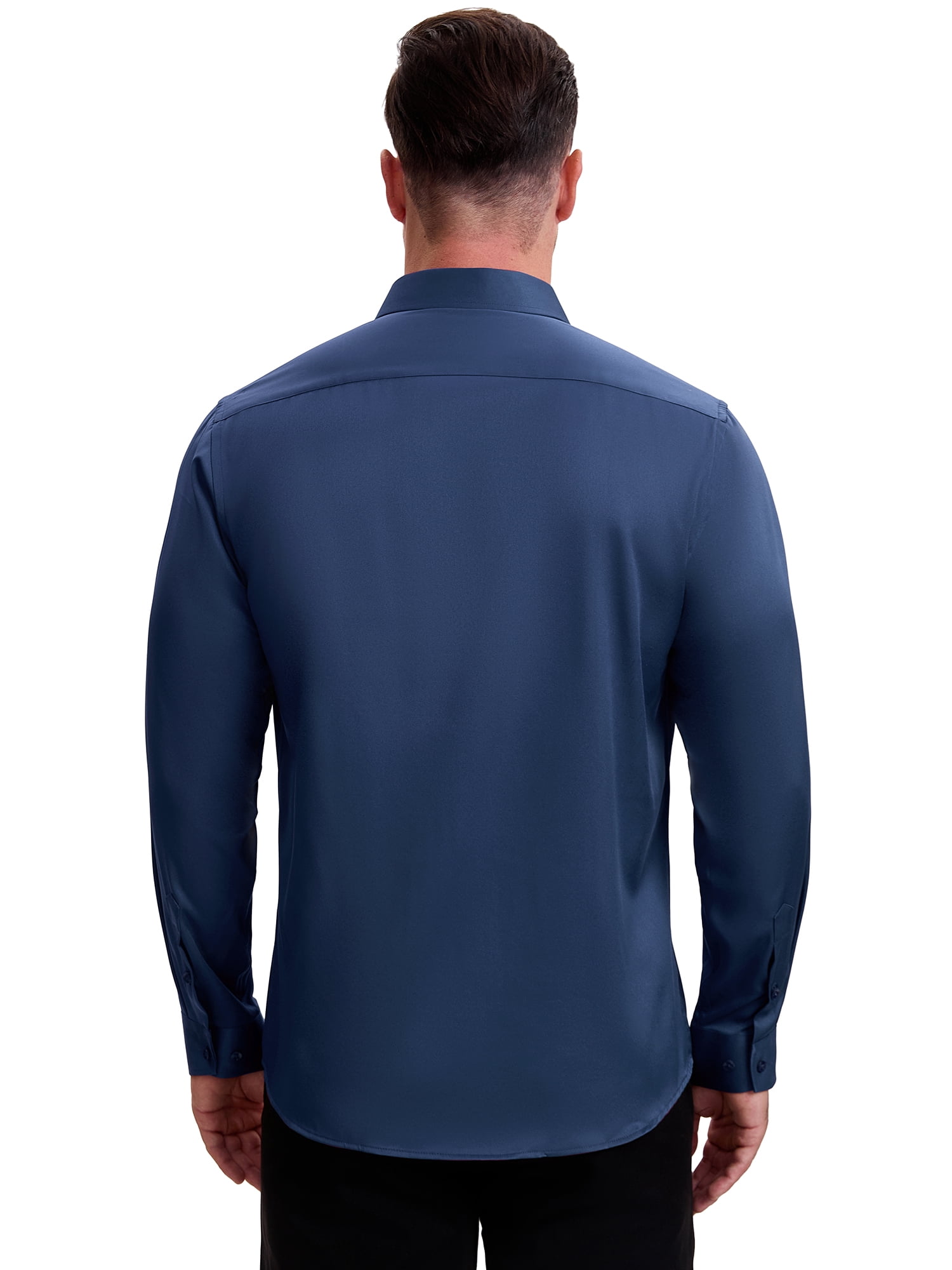 DARING DIVA Men's Point Collar Long Sleeve Button Down Formal Shirts 2XL Dark Blue