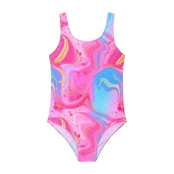 Tiijoy Girls One-Piece Swimsuit Stretch Bathing Suit with UPF50 , Pink, Sizes 9-10