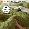 thumbnail image 5 of WOOW DEPOT Sherpa Reversible Comforter, 1 PCS Full Size Heavy 6lbs Warm Cozy, Taffeta Quilted & Sheared Craft 3D Jacquard Blanket Machine Washable, Green, 5 of 9