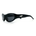 thumbnail image 6 of 90s Sport Fashion Wrap Around Styling Star Emblem Temple Sunglasses All Black, 6 of 8