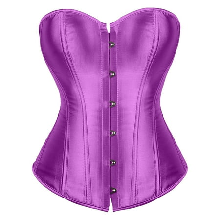 DondPO Womens Corset Womens Overbust Sweetheart Plastic Corset Bustier Top Black Corset Vintage Satin Underbust Corset Plus Size Corset Corset Tops for Women Purple 2XL Clearance