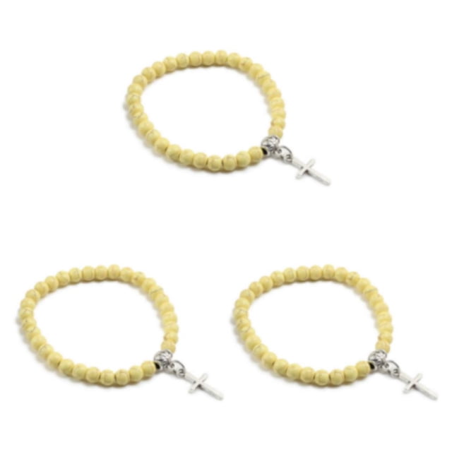 relayinert Comfortable Cross Pendant Bracelets For Trendy Look Wide Application Lightweight yellow 3Set