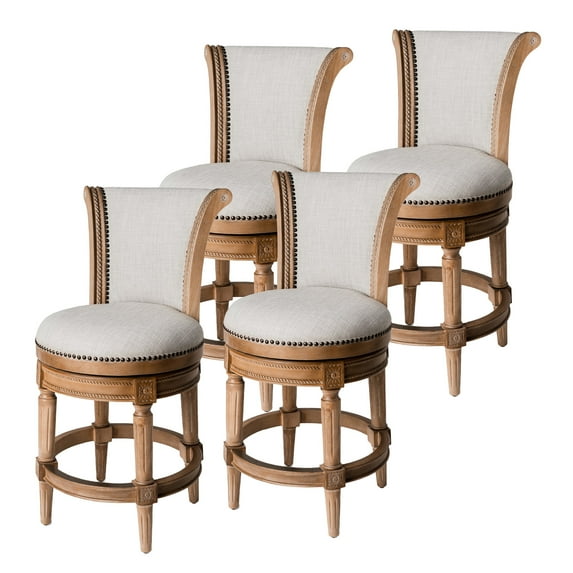Open Box Maven Lane Pullman Swivel Stool Weathered Oak, Counter Height (4 Pack)
