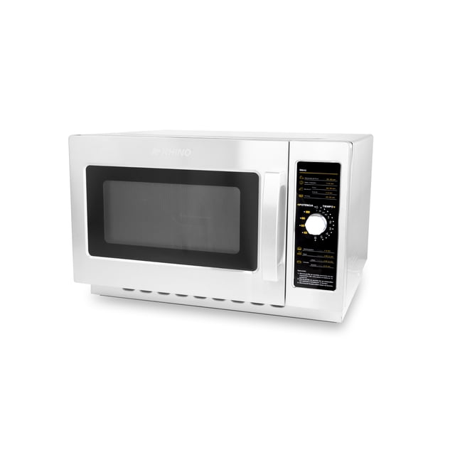 Microondas industrial análogo Rhino, 1000W de Potencia, 1.2 pies cúbicos, acero inoxidable, durabilidad y eficiencia para tu cocina, HOMIC-12A