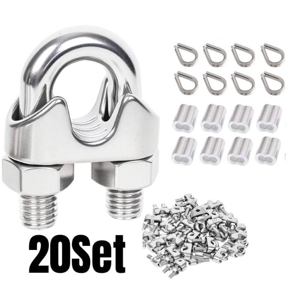 Wire Rope Clips,Stainless Steel Wire Rope Cable Clip Clamp,60pcs 1/8 Inch M3 Stainless Steel Wire Rope Cable Clip Clamp U Bolt Saddle Fastener