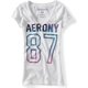 thumbnail image 1 of Aeropostale Womens Aero Ny 87 Glittery V-Neck Graphic T-Shirt, Blanco, X-Large, 1 of 1