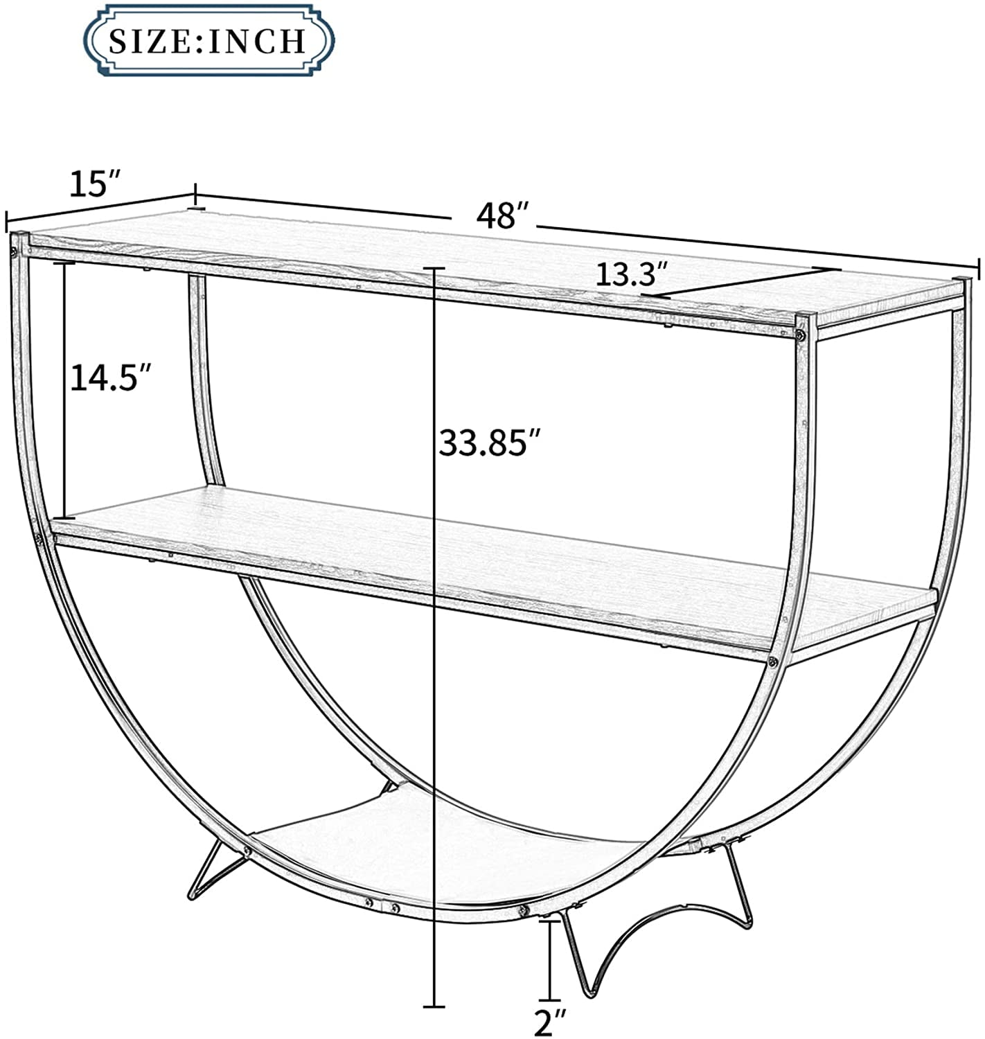 Erinnyees Rustic Style Console Table, 2 Tier Country Style Sofa Table for Entryway, Brown