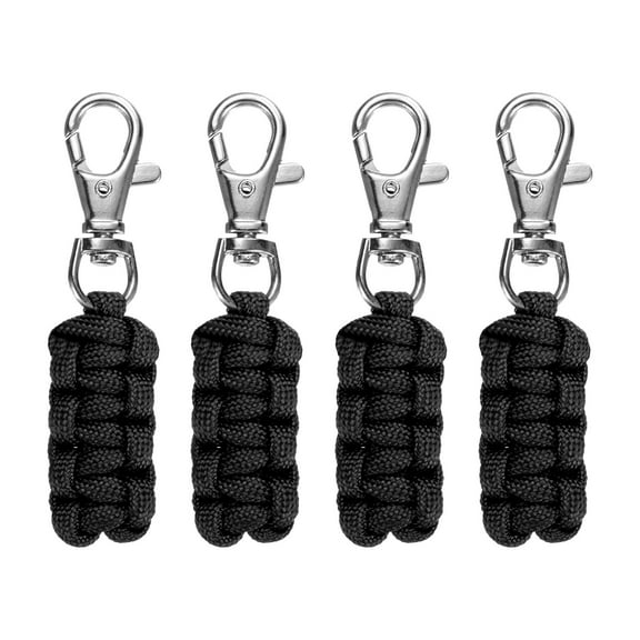 Paracord Zipper Pulls [4PCS] - Paracord Lanyard Keychain Use for Luggage & Backpack & Jacket - [Black]