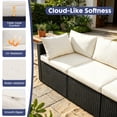 thumbnail image 2 of EDX 7 Piece Outdoor Wicker Patio Furniture Set, PE Rattan Sectional Conversation Set with Tempered Glass Coffee Table, Washable Cushions & Pillows for Backyard, Garden, Poolside, Black, 2 of 7
