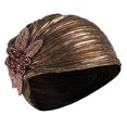 thumbnail image 4 of 1 turbante con volantes dorados y delicado estampado., 4 of 5