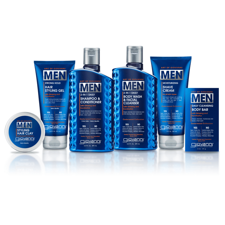 GIOVANNI Men’s 2-in-1 Daily Shampoo & Conditioner, 16.9 oz., with Ginseng and Eucalyptus, Color-Safe & Vegan-Friendly, Cleans & Moisturizes, Men’s GIOVANNI Men’s 2-in-1 Daily Shampoo & Conditioner, 16.9 oz., with Ginseng and Eucalyptus, Color-Safe & Vegan-Friendly, Cleans & Moisturizes, Men’s