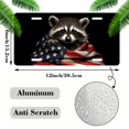 thumbnail image 2 of 1 Pcs 2D Flat License Plate Covers & Frames, Raccoon with American Flag For Decorative Front, Waterproof For Decoration Aluminum License Plate Covers & Frames Cover For Men Women, 12" X 6", 2 of 6