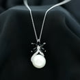 thumbnail image 3 of Rosec Jewels Freshwater Pearl Pendant with Black Onyx and Moissanite - Floral Inspired Pendant, 925 Sterling Silver, 3 of 8