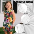 thumbnail image 6 of chaqlin Tropical Hibiscus Girls 2 Piece Outfits Set Sleeveless Tank Top Flare Pants with Pockets Kids Soft Shorts Set for 5-14 Years Old, 6 of 7