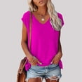 thumbnail image 2 of LUOGENLI T-shirts pour Femmes Mode d'Été Décontractée Col en V Bas Manches Courtes Imprimé Couleur Unie T-shirts Amples Graphiques pour la Saint-Patrick m, 2 of 6