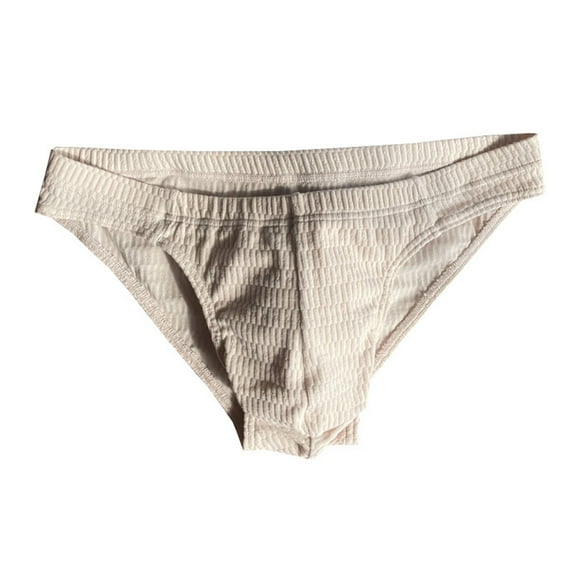 Men Briefs Low-rise Elastic Waist Breathable Underwear Smooth Wiring Wrinkled Panties Daily Wear