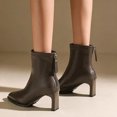 thumbnail image 6 of Women’s High Block Heel Back Zipper Ankle Booties, Elegant Dress Short Boots, Fashion Comfort Heeled Ankle Boots for Party Office Women Gray 9.5, 6 of 7