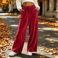 thumbnail image 3 of cocolona Womens Winter Casual Loose Velour Pants Elastic Waist Straight Wide Leg Travel Lounge Pants with Pockets, 3 of 5