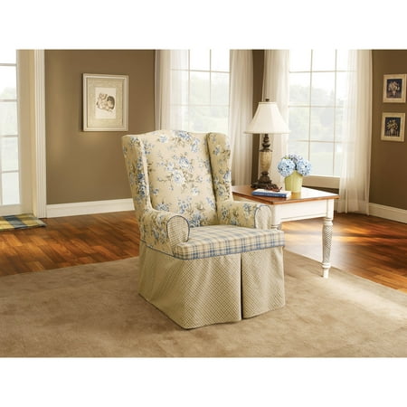 Wing Stripes Slipcover - Sure Fit Lexington Wing Chair Slipcover, Multi-Color