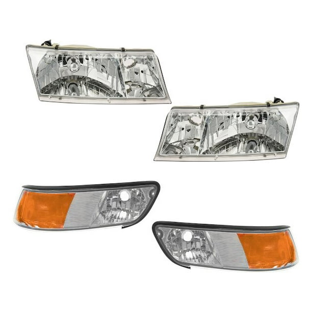 Headlight Assembly and Parking Light Kit 4 Piece Compatible with