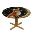 thumbnail image 3 of Orinice Fox Crescent Moon Stars Round Table Cover Stain Resistant Washable Indoor Outdoor Tablecloth Kitchen Dining Wedding Parties 100% Polyester Fiber 38-42, 3 of 8