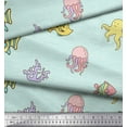 thumbnail image 3 of Soimoi Green polyester Crepe Fabric Clown Fish & Octopus Ocean Print Fabric by Yard 42 Inch Wide, 3 of 3